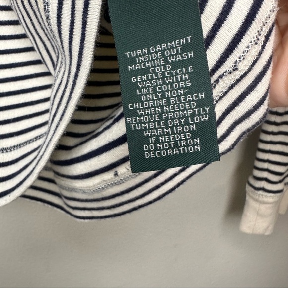 Ralph Lauren Women’s Top Shirt Sz M Striped Faux Suede Elbow Patch Zip Shoulder - Picture 7 of 9